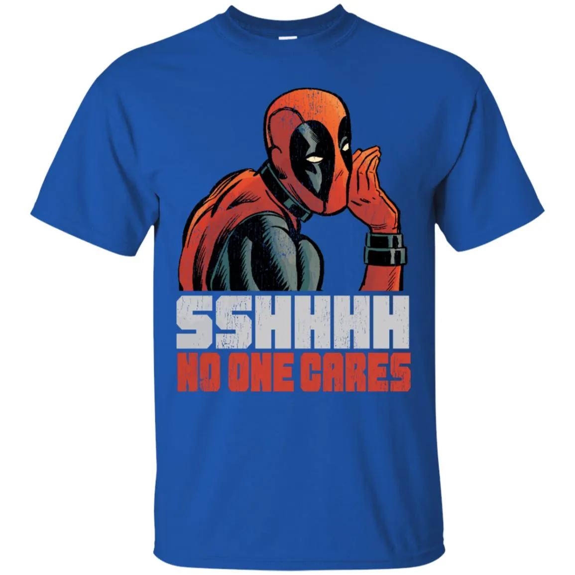 Marvel Deadpool Shhh No One Cares Whisper Men Cotton T-Shirt