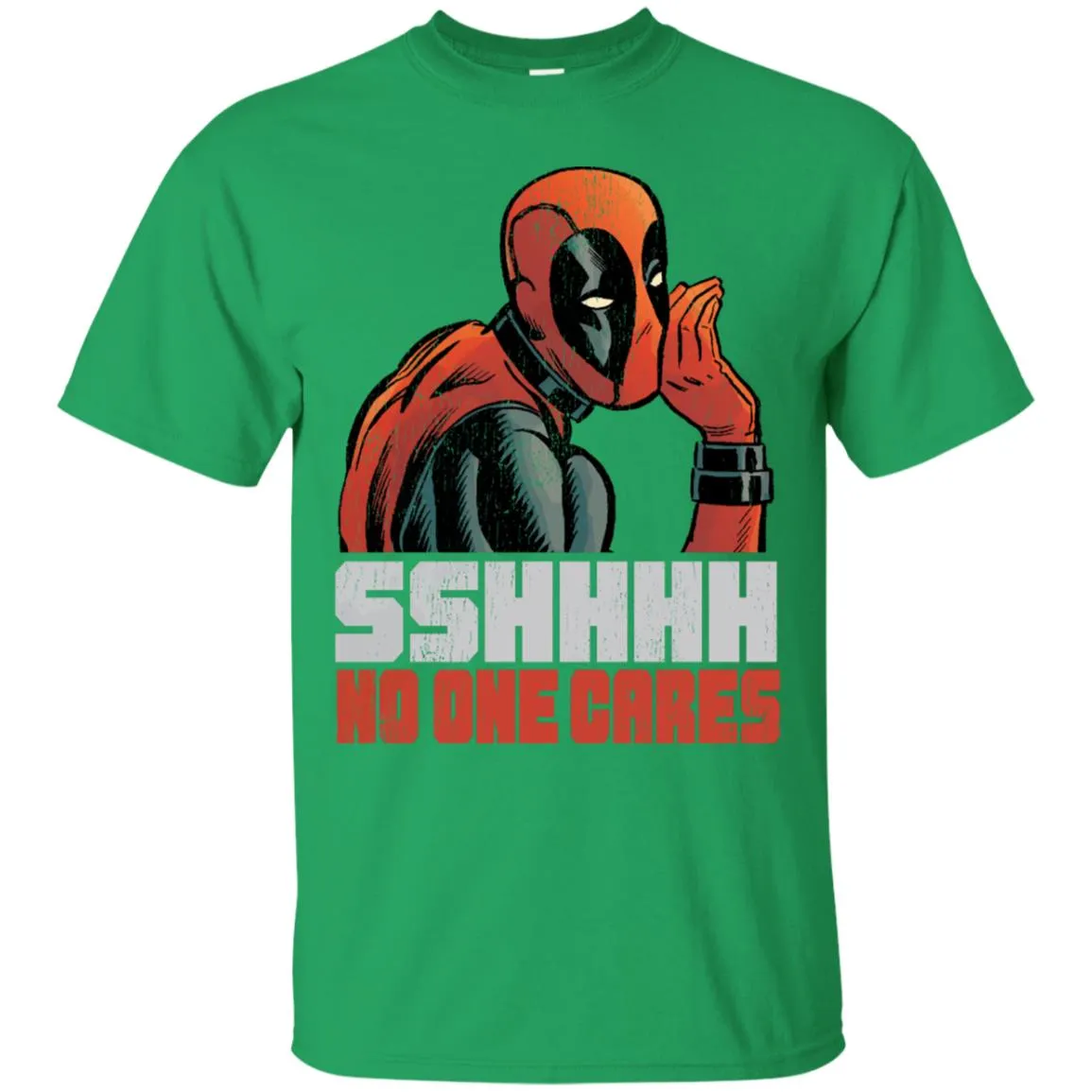 Marvel Deadpool Shhh No One Cares Whisper Men Cotton T-Shirt