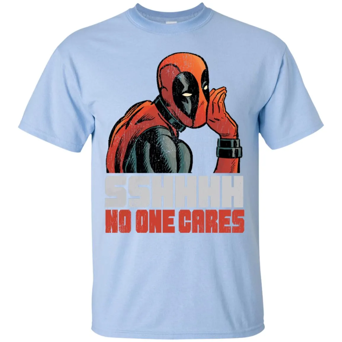 Marvel Deadpool Shhh No One Cares Whisper Men Cotton T-Shirt