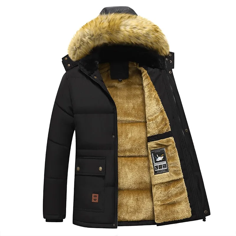 Men Jacket Parkas Coat Men Fur Collar Jacket Classic Casual