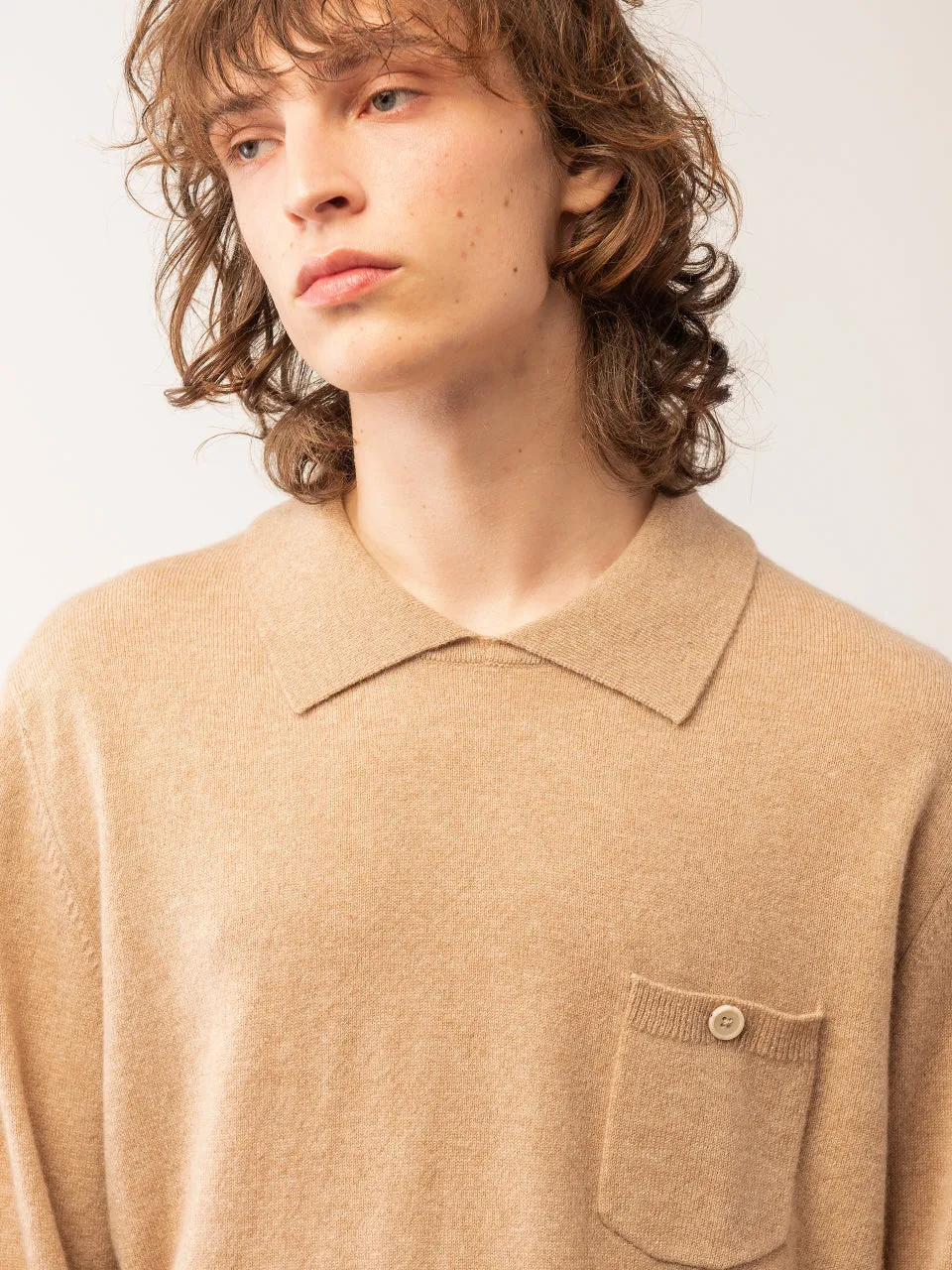 Men Polo Sweater_Camel