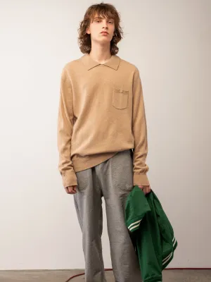 Men Polo Sweater_Camel