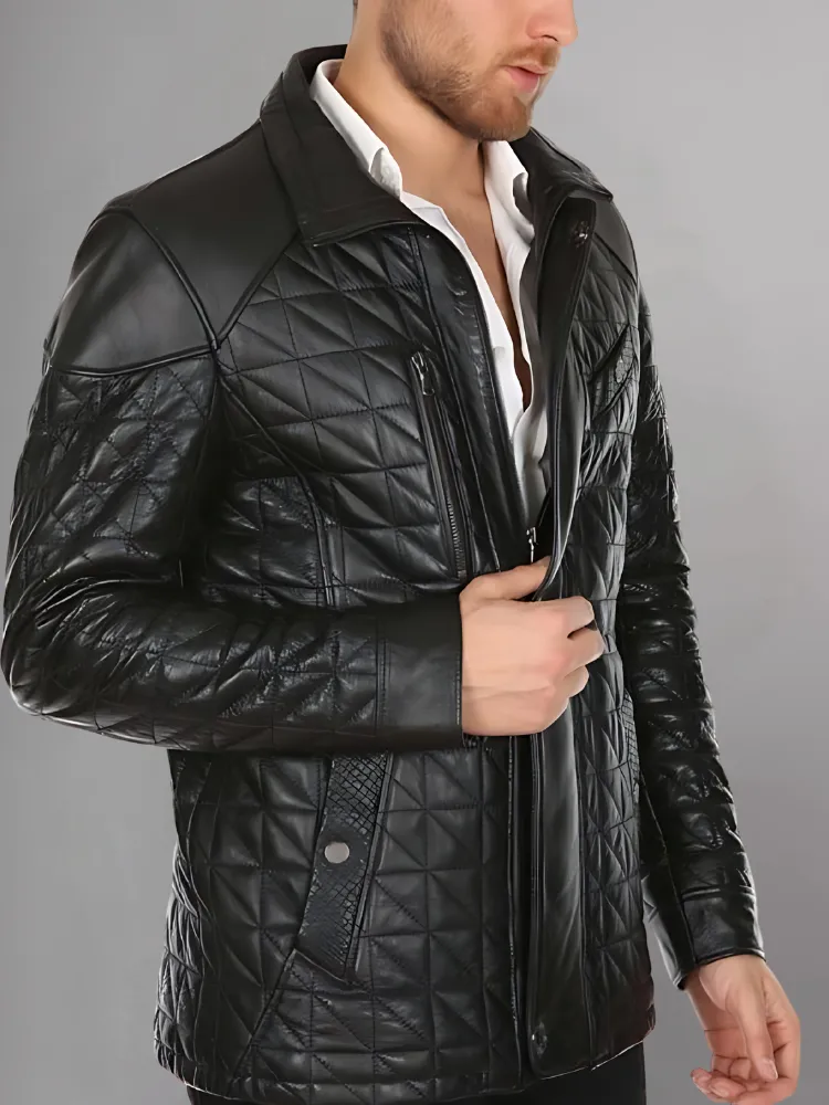 Mens Brown Quilted Jacket