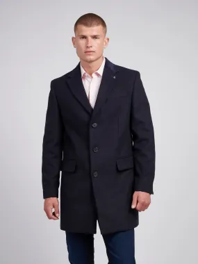 Mens Notch Overcoat in Dark Sapphire Navy