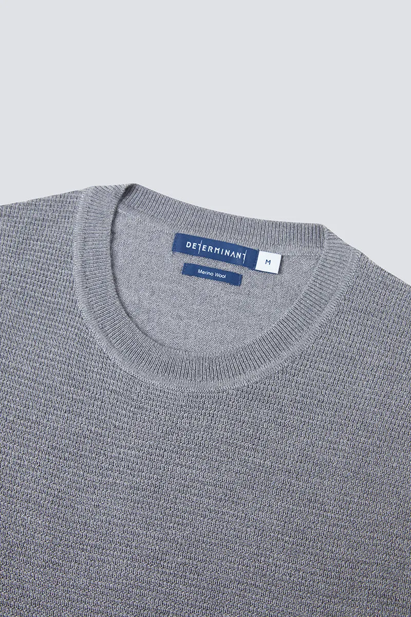 Merino Wool Crew Neck Sweater  | Grey HRGY86