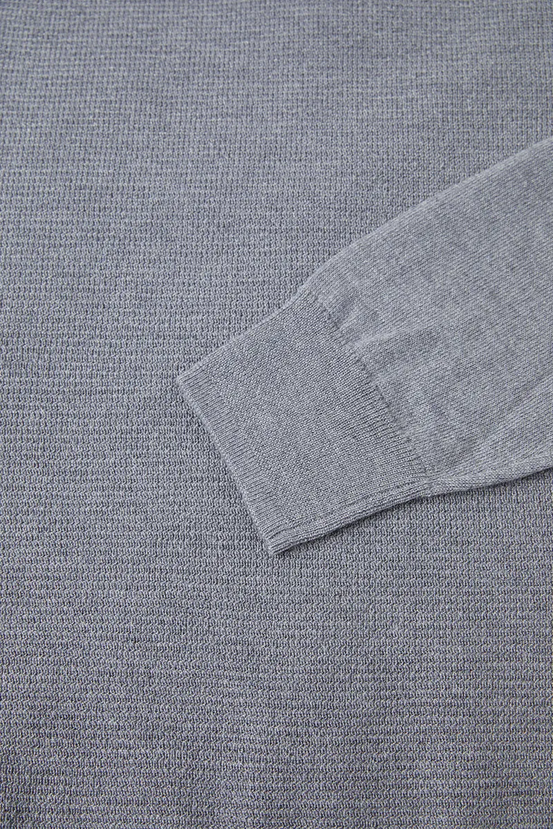 Merino Wool Crew Neck Sweater  | Grey HRGY86