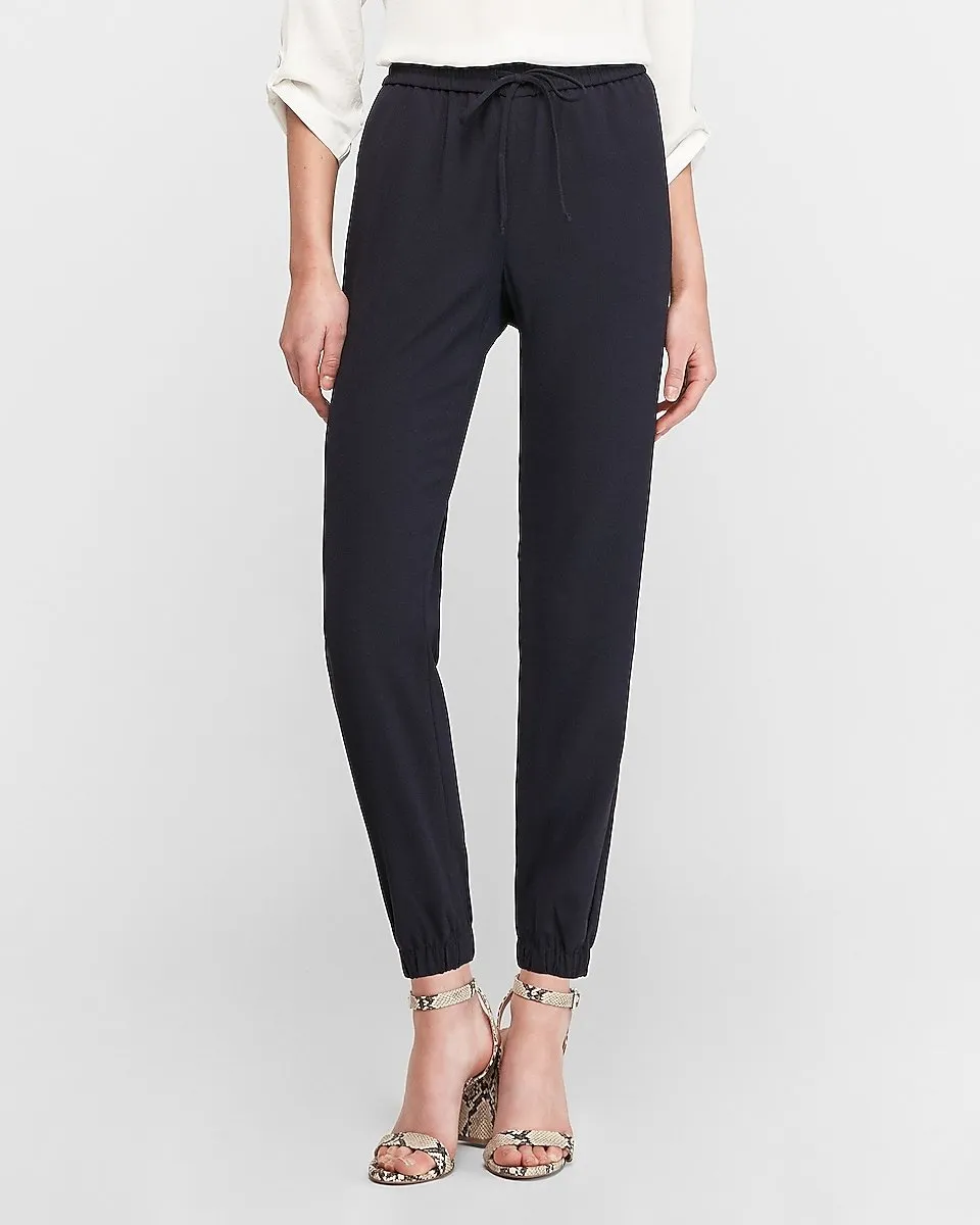 Mid Rise Drawstring Utility Jogger Pant in Navy Blue