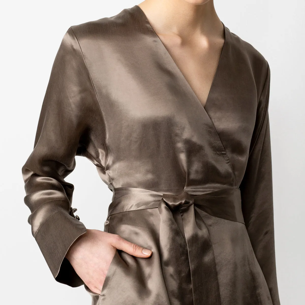 Midi Wrap Dress Taupe