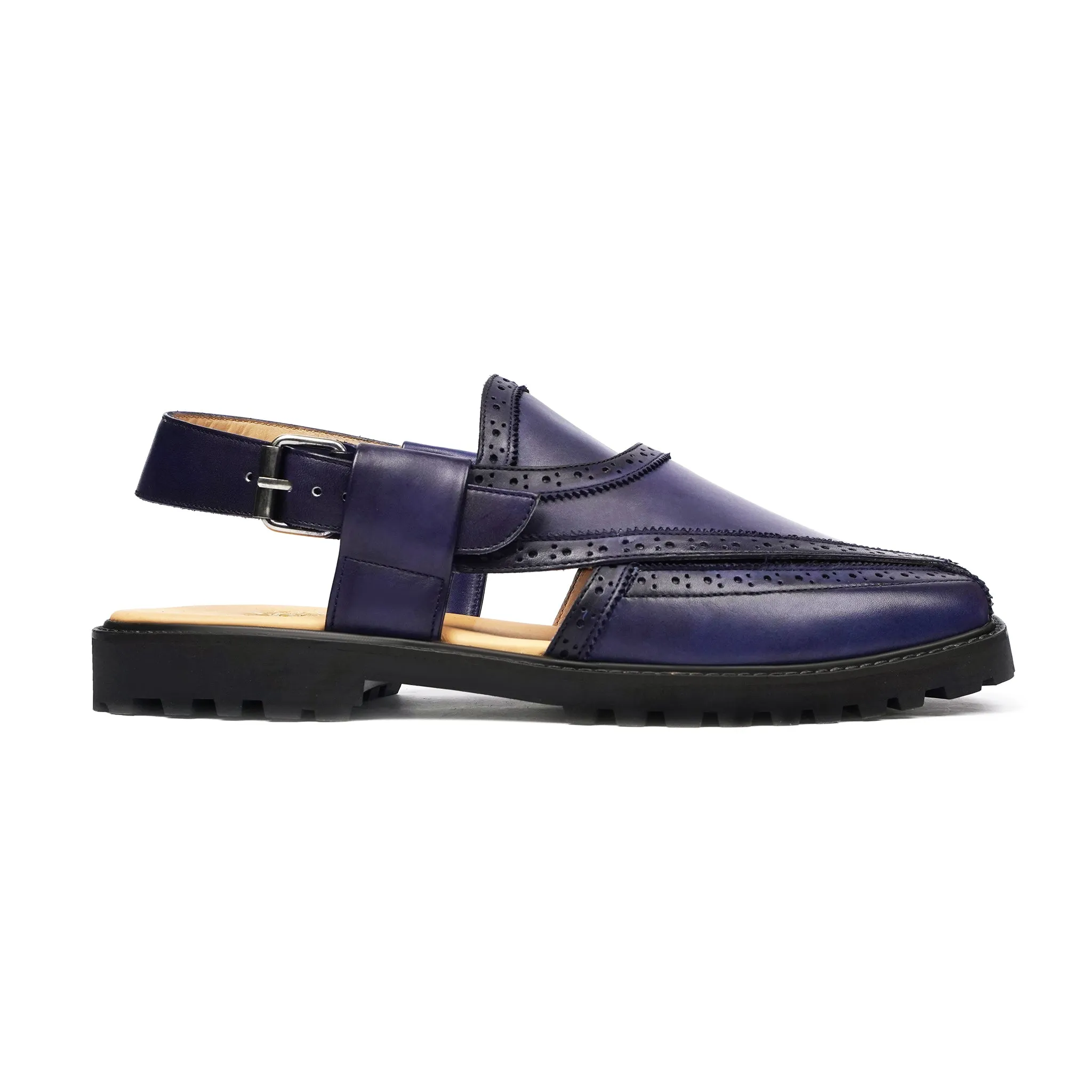 Mikki - Men's Dark Blue Calf Leather Sandal