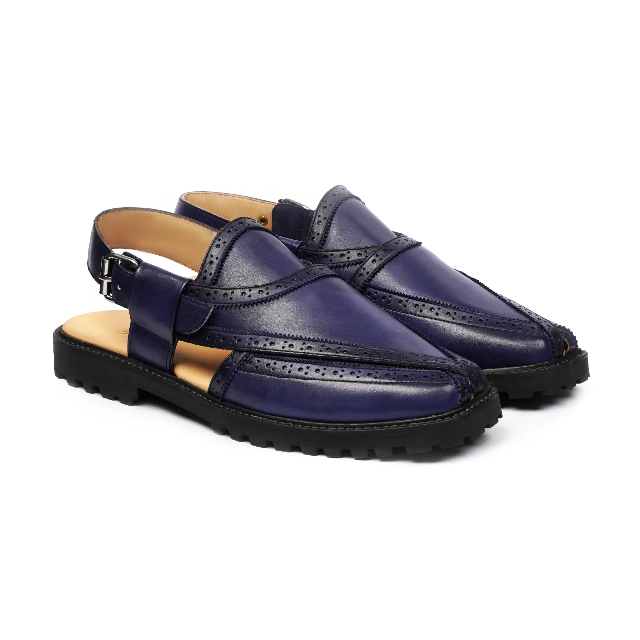 Mikki - Men's Dark Blue Calf Leather Sandal