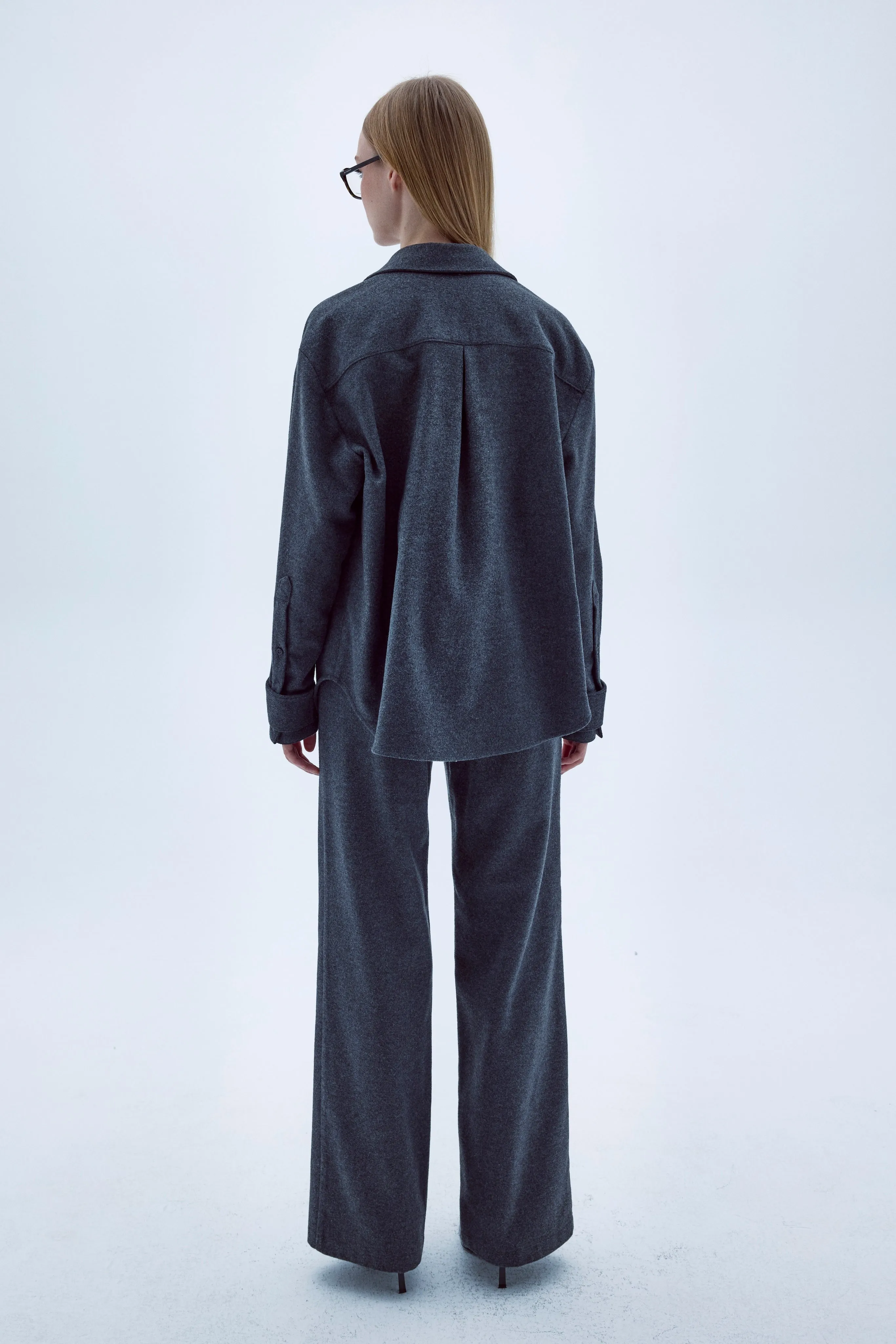 Millie Wool Trousers in Antracite