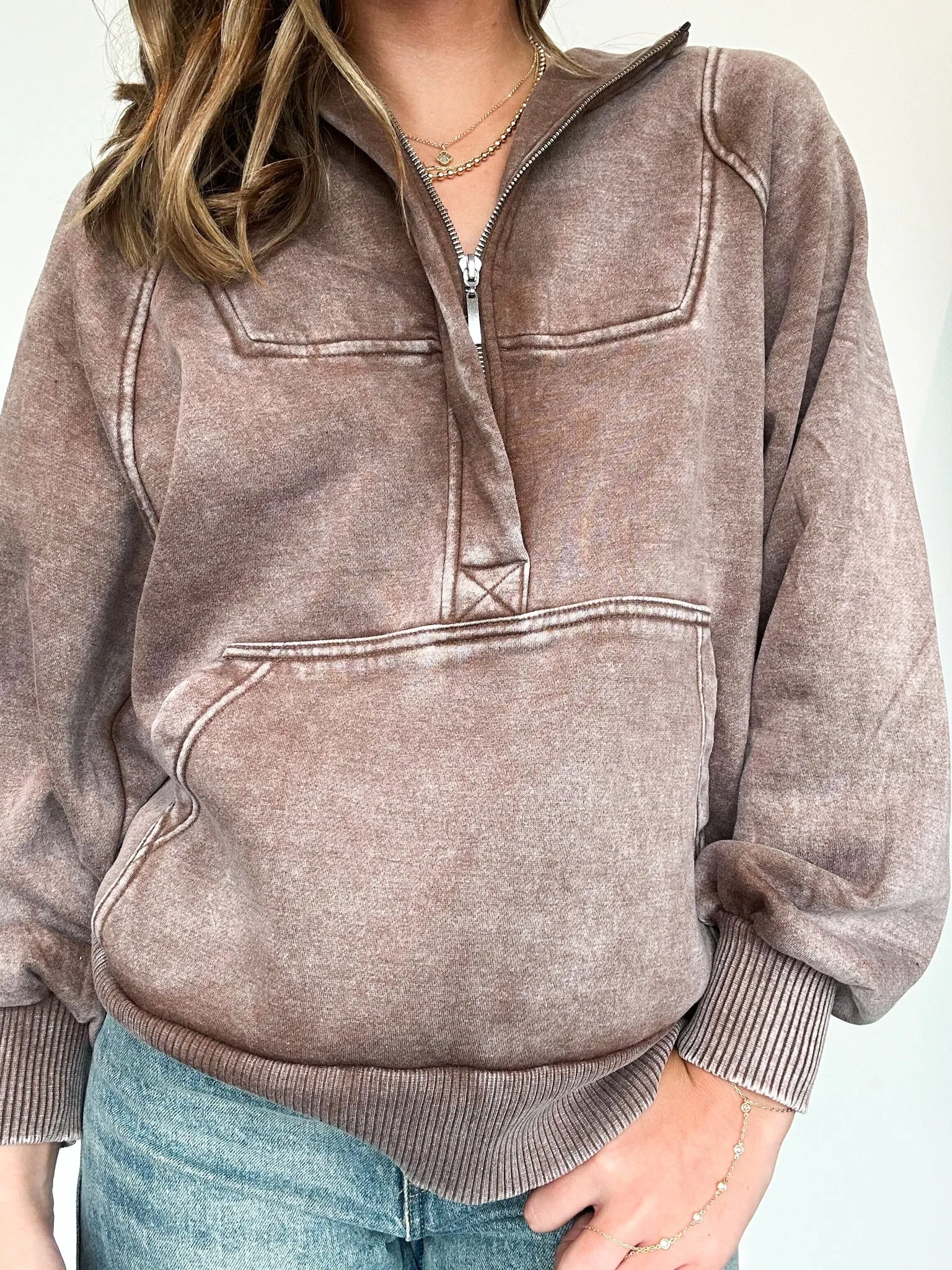 Mineral Wash Oversized Hoodie- Mocha