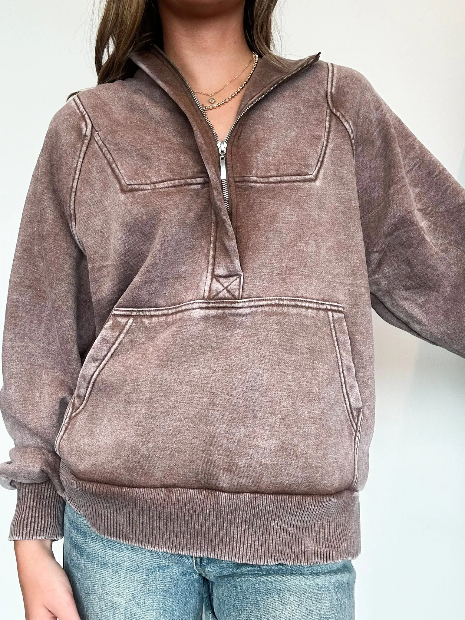 Mineral Wash Oversized Hoodie- Mocha