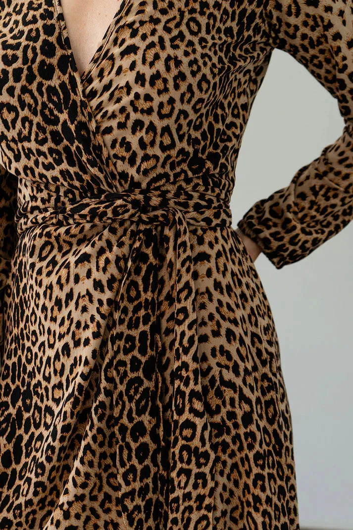 Mini Saturn Wrap Dress Leopard