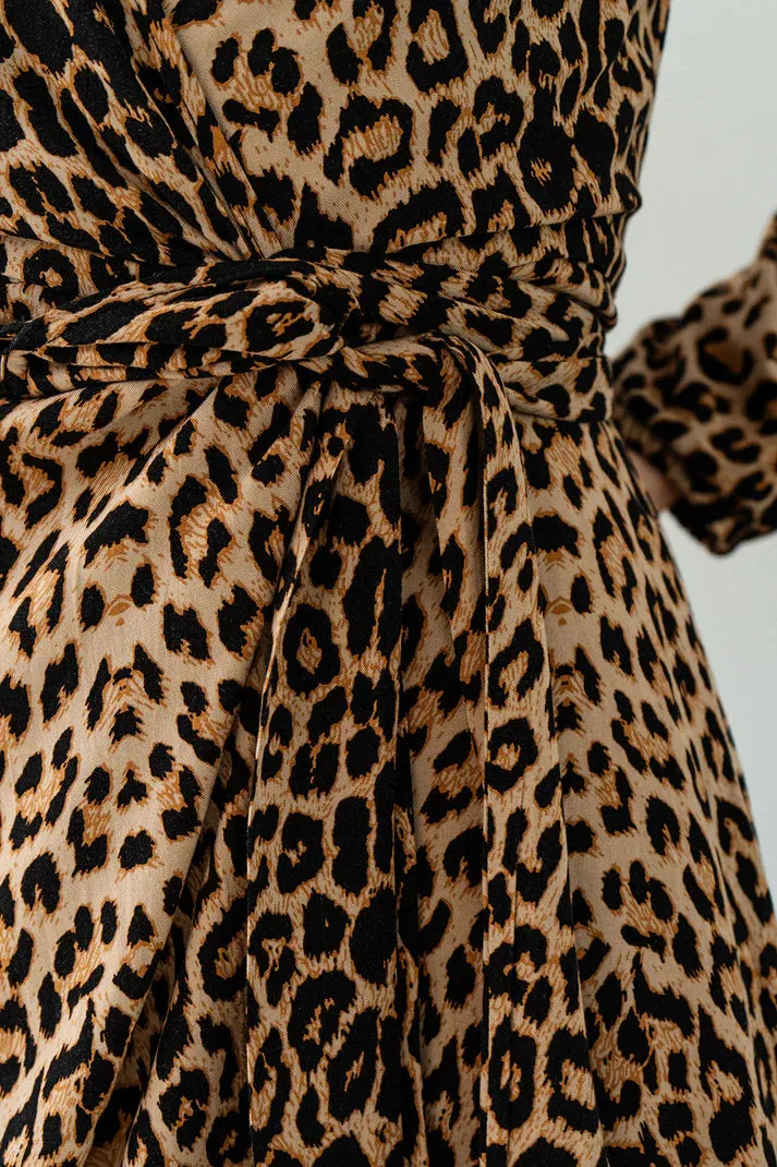 Mini Saturn Wrap Dress Leopard