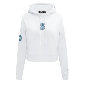 MLB SEATTLE MARINERS CLASSIC WOMEN'S FLC CROPPED PO HOODIE (WHITE)