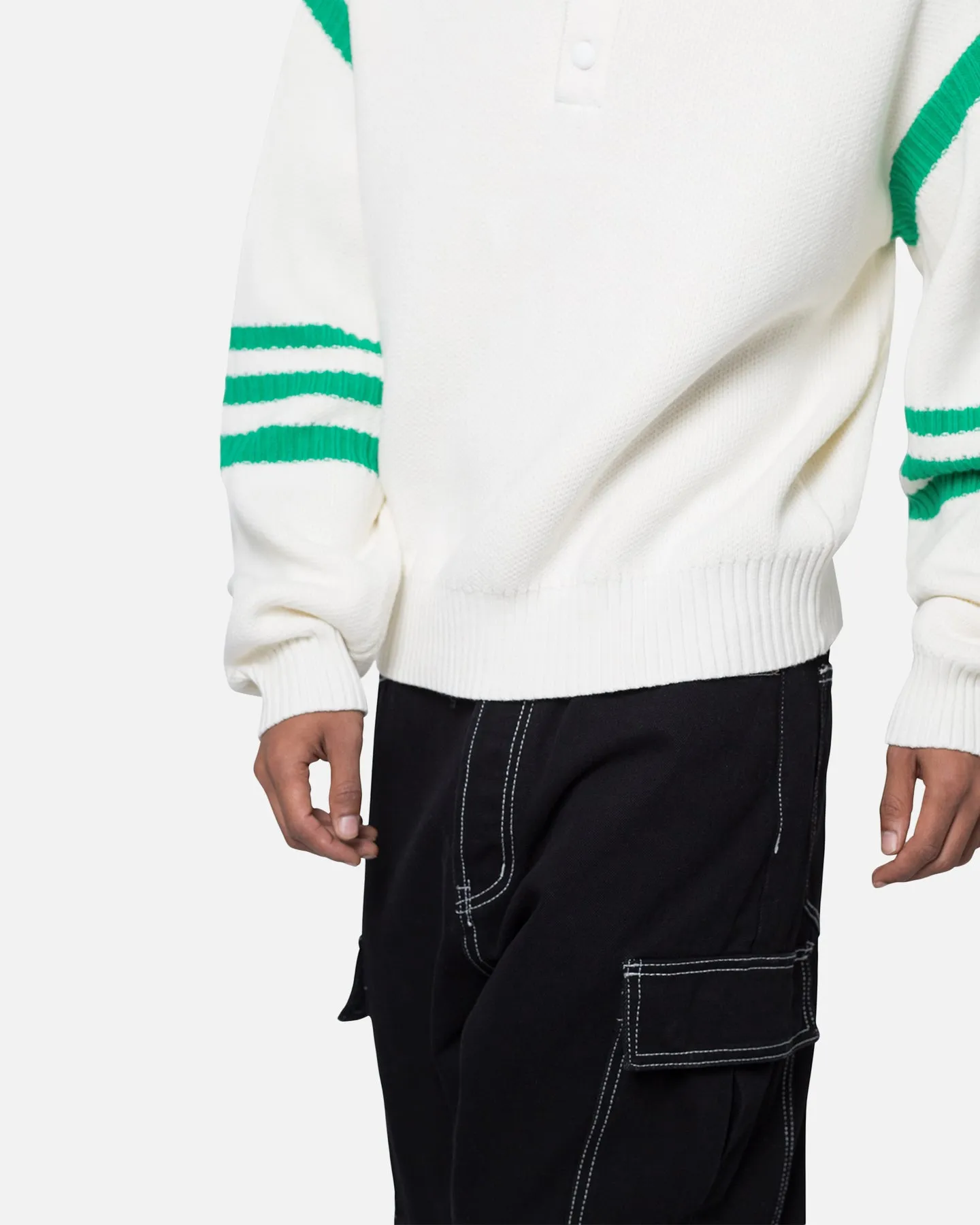 MNML Polo Knit Sweater Green/White