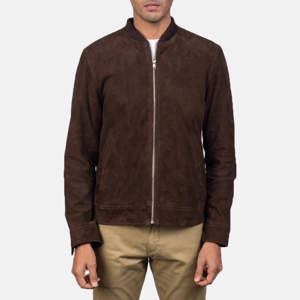 Mocha Suede Brown Bomber Jacket