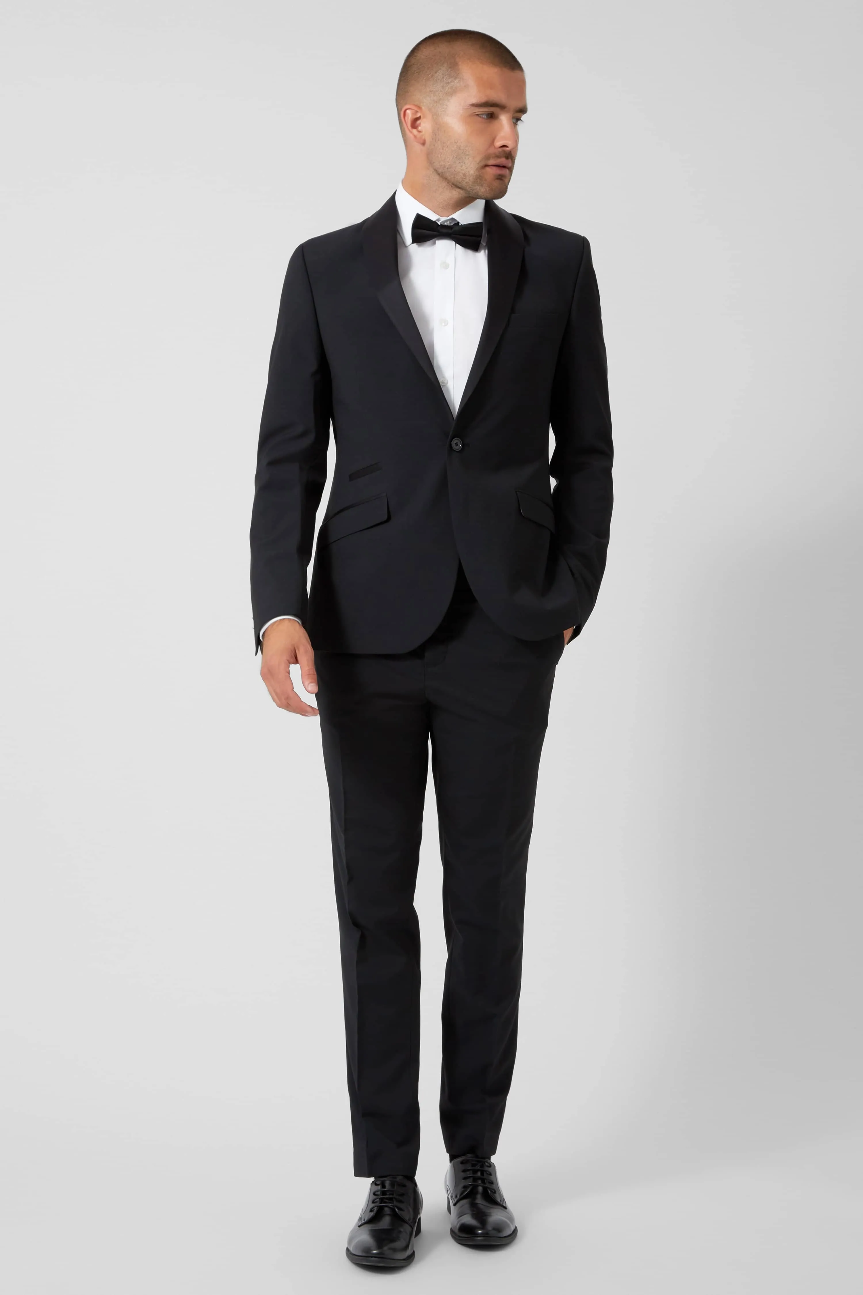 Moore Slim Fit Black Tuxedo Trousers - ARCHIVE