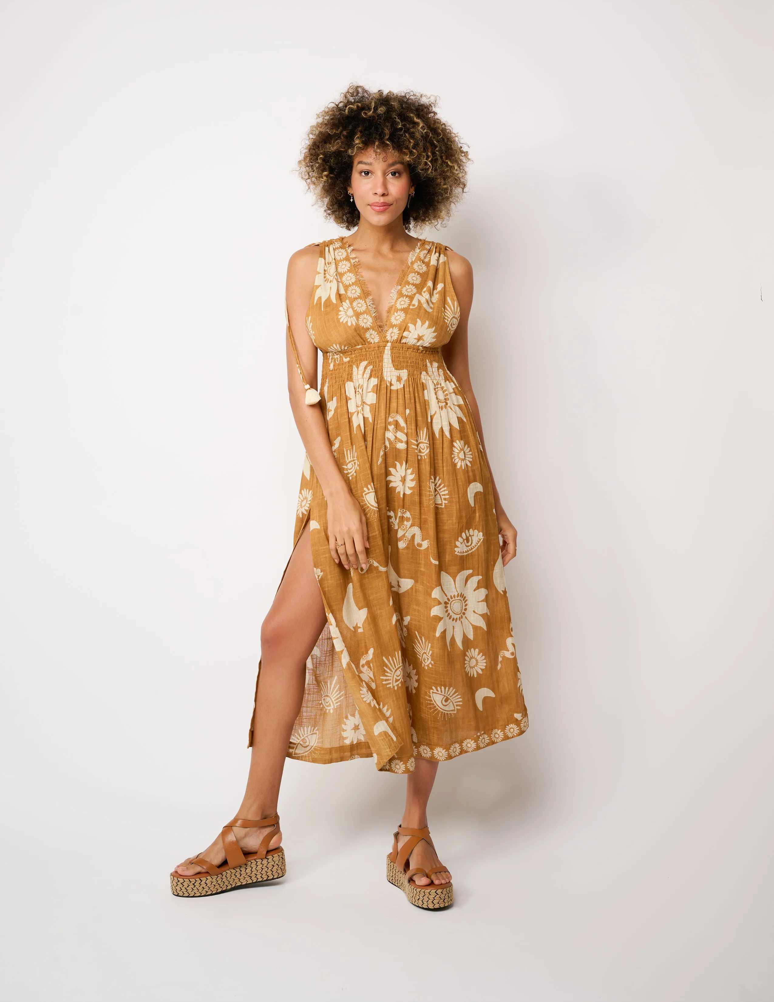 Natural Shadow Maxi Dress