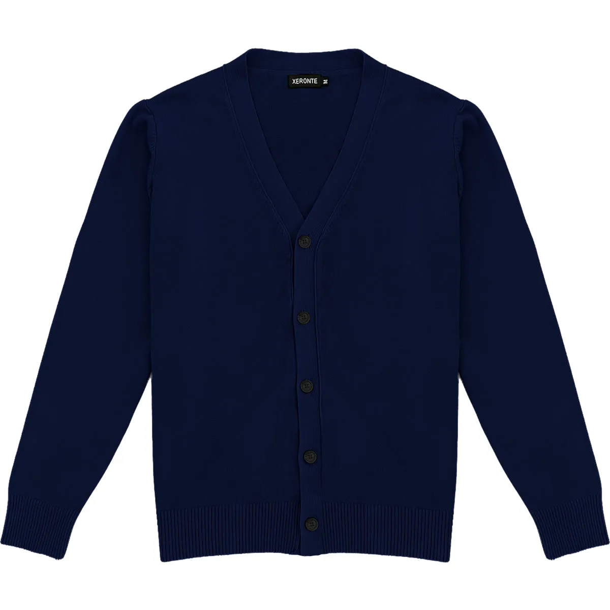 Navy Blue Mens V-Neck Button Down Cardigan Sweater