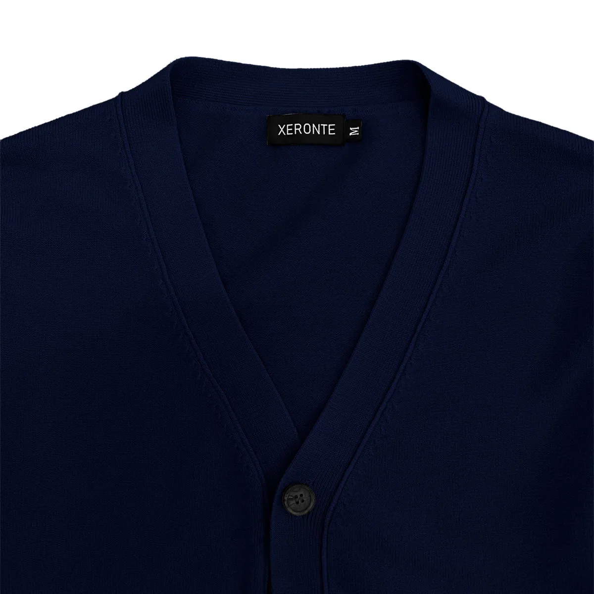 Navy Blue Mens V-Neck Button Down Cardigan Sweater