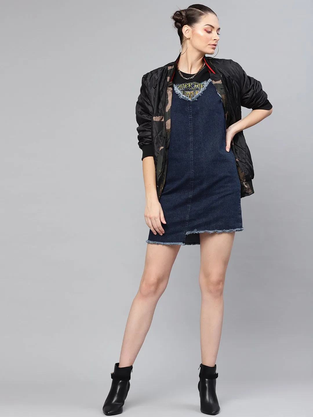 Navy Denim Short Slip Dress