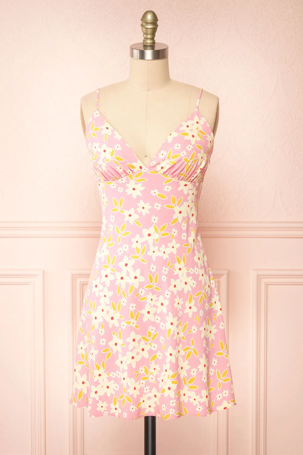 Neit | Short Pink Floral Slip Dress