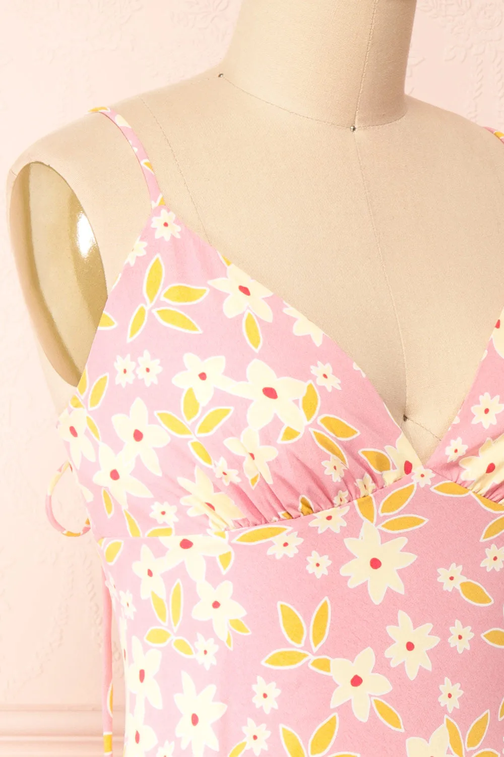 Neit | Short Pink Floral Slip Dress