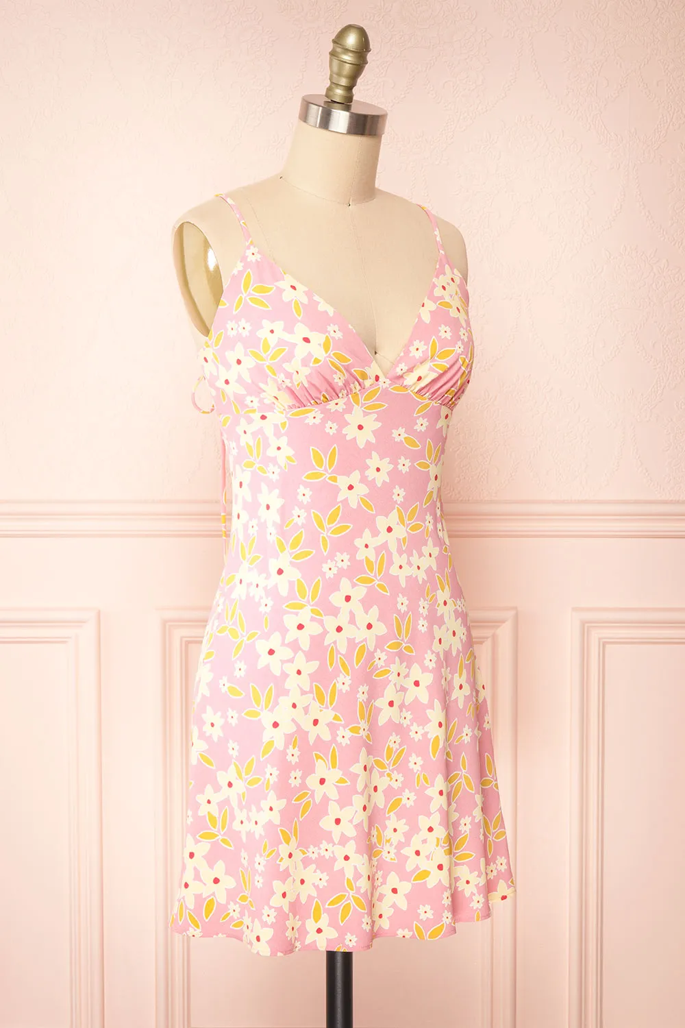 Neit | Short Pink Floral Slip Dress