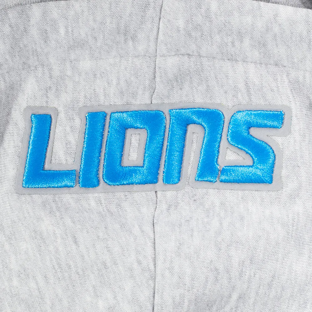 NFL DETROIT LIONS SCRIPT TAIL WOMEN'S RIB FLC CROPPED PO HOODIE (HEATHER GRAY/BLACK)