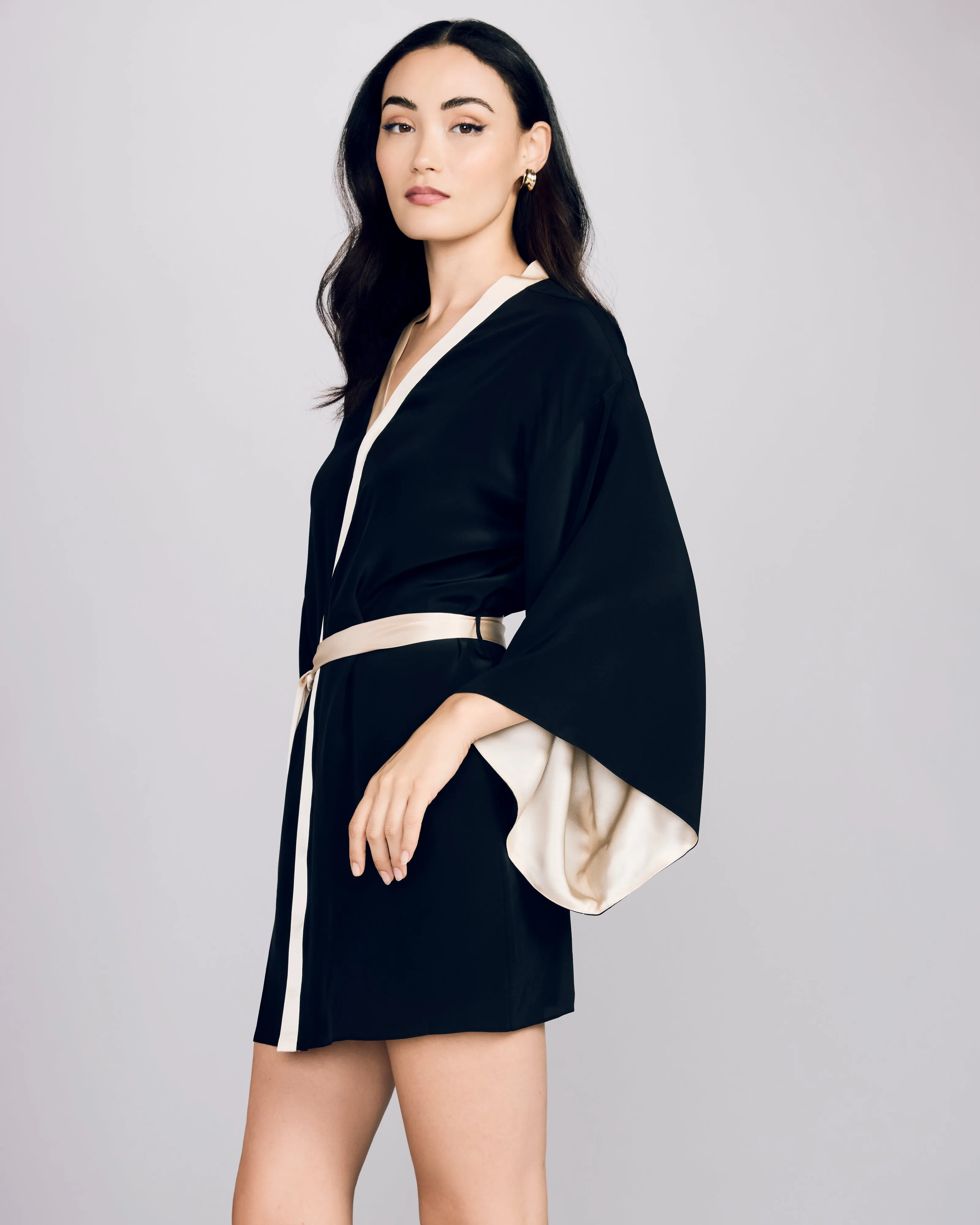 Nights in Paris Silk Kimono Robe