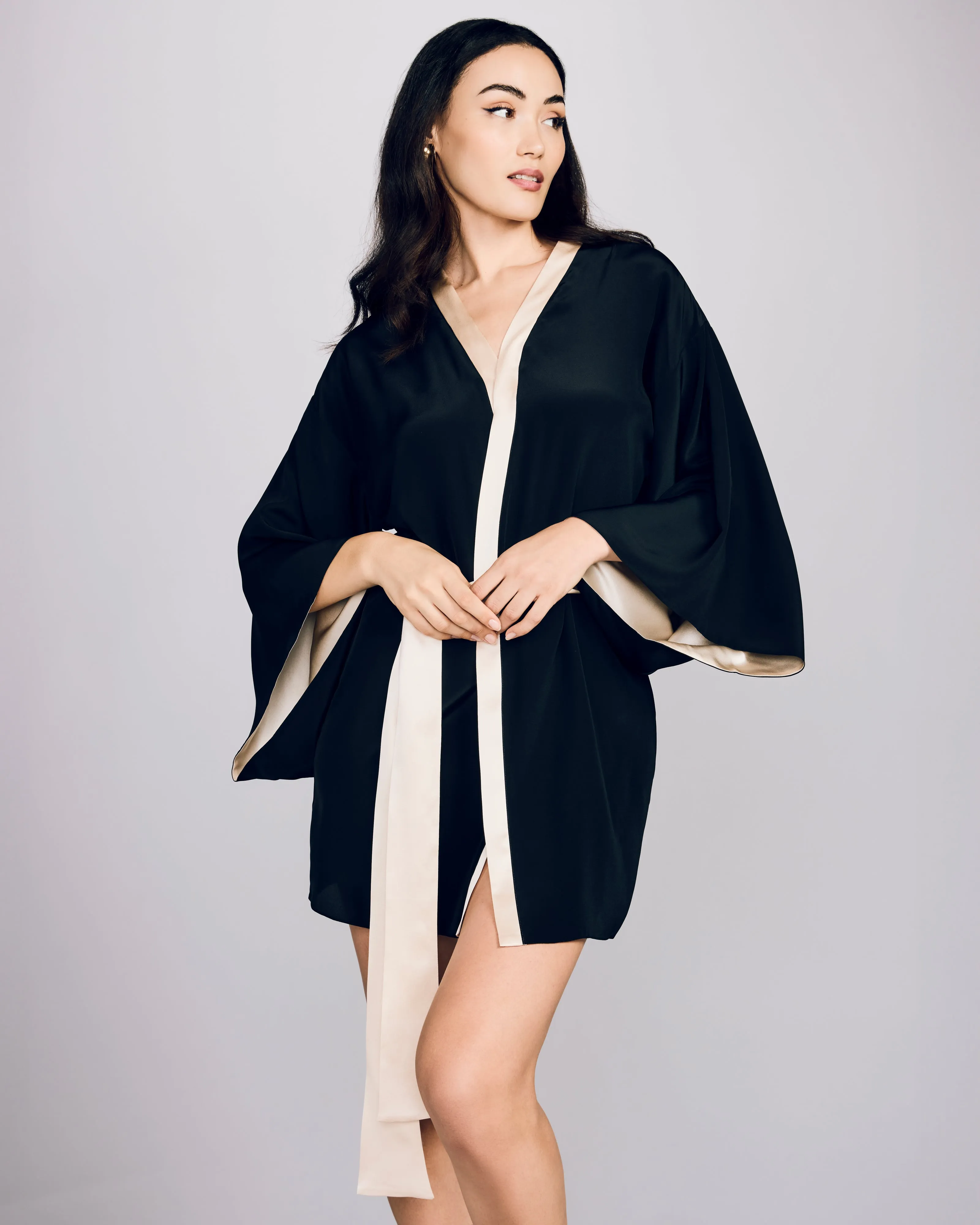 Nights in Paris Silk Kimono Robe