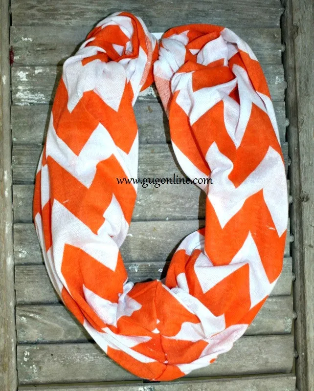 Orange Wide Chevron Infinity Scarf