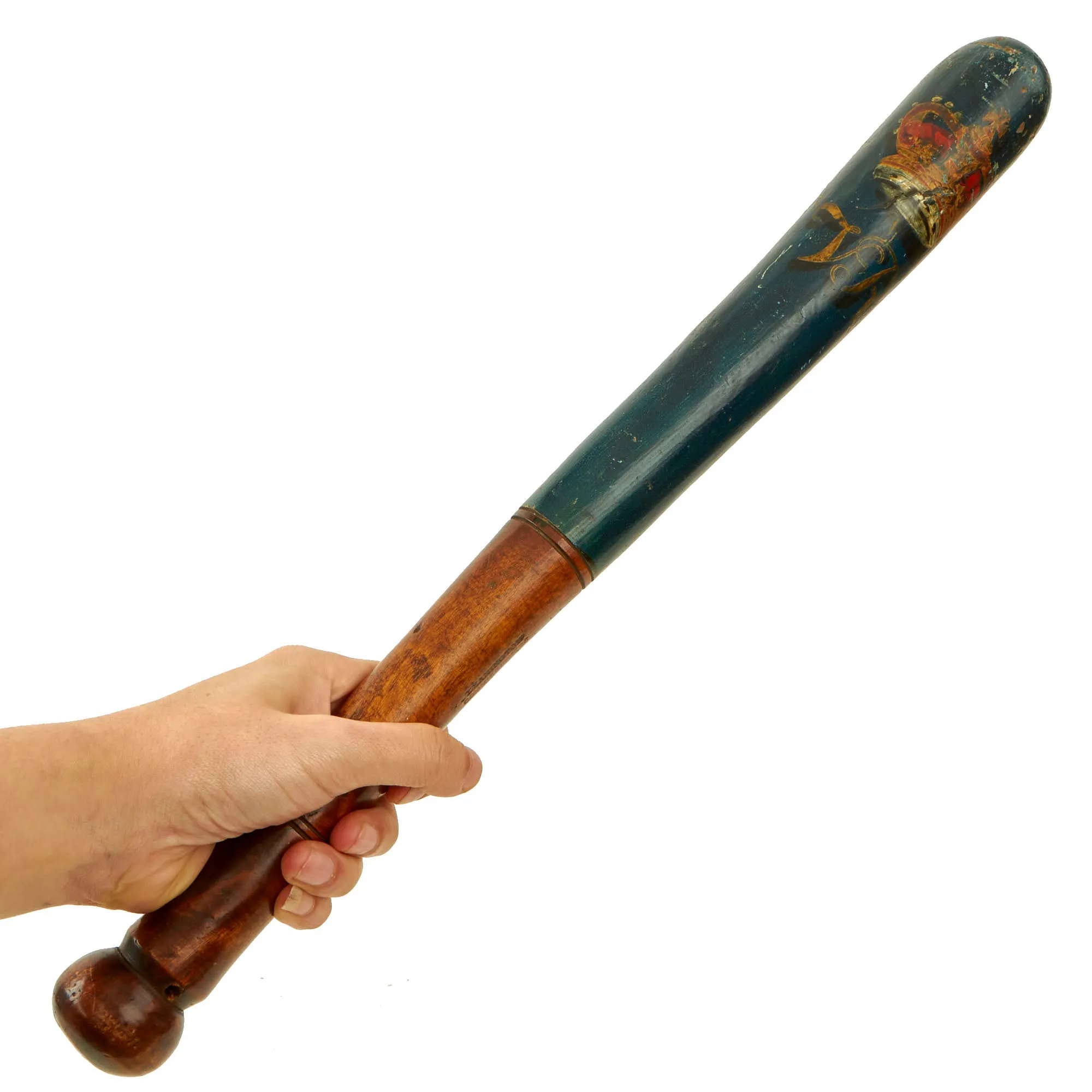 Original British Victorian Painted Bobby Police Truncheon c.1870 For Leamington Commissioners