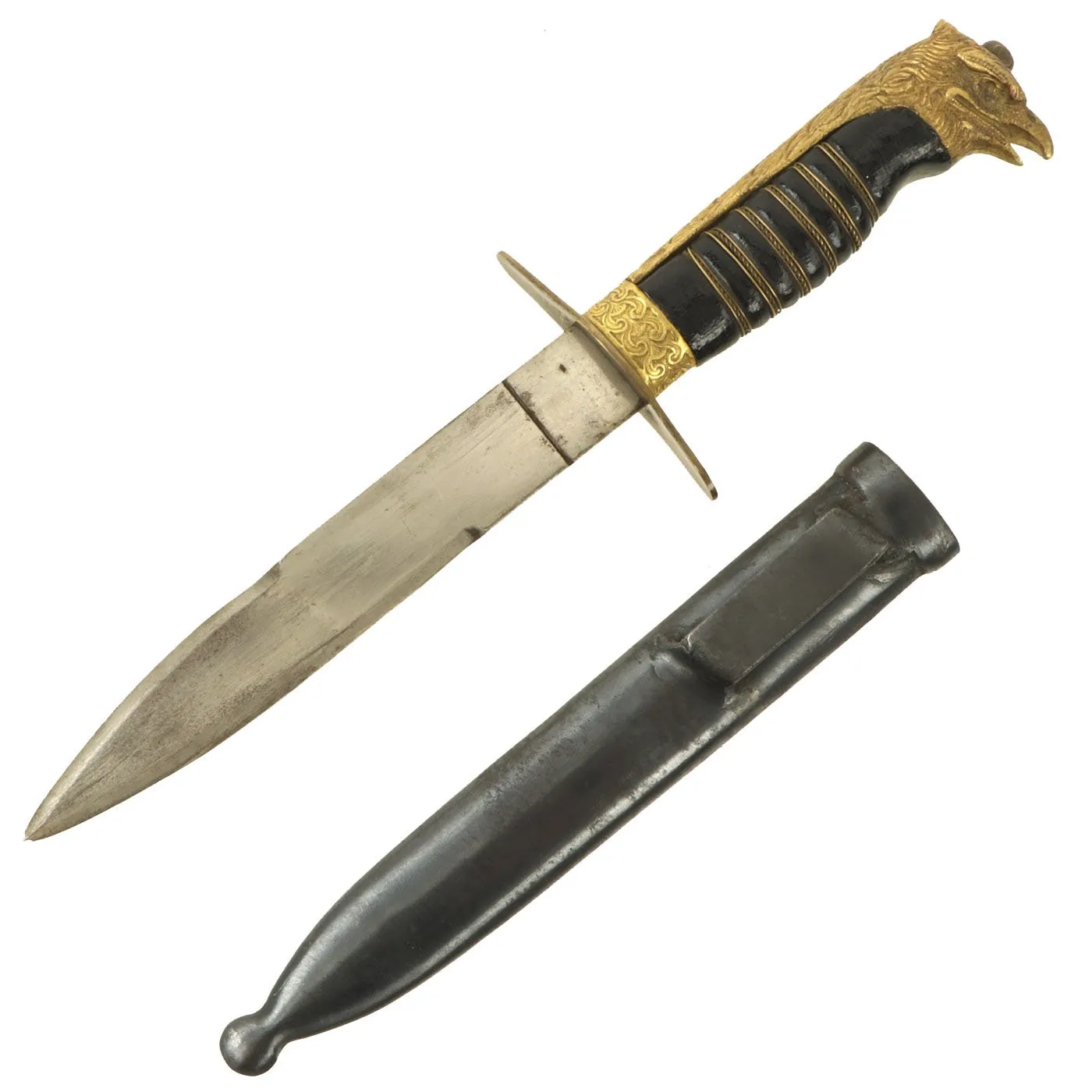 Original Italian WWII Fascist Youth GIL Cadet Dagger with Black Grip and Scabbard