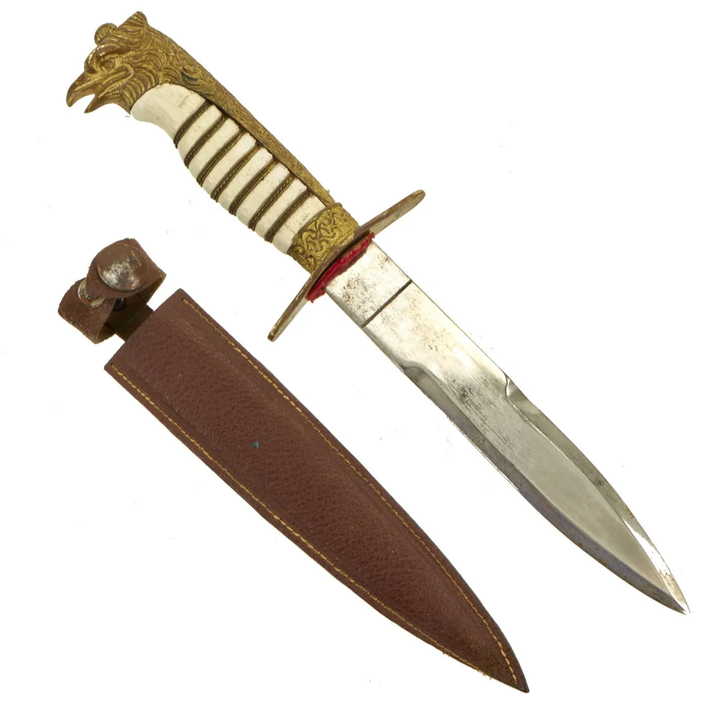 Original Italian WWII Fascist Youth GIL Cadet Dagger with White Grip and Leather Sheath