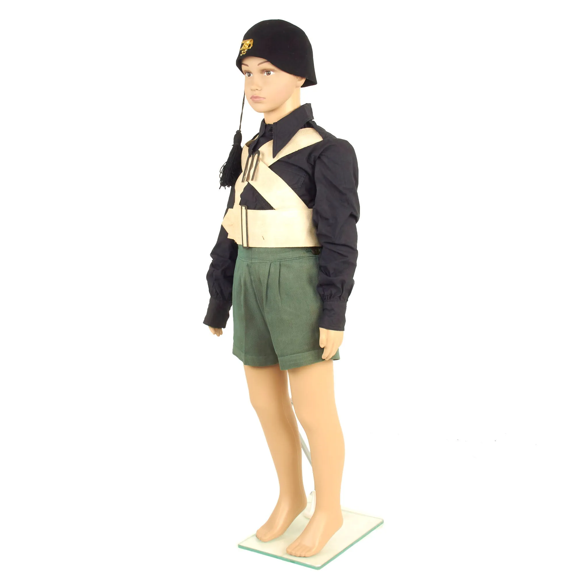 Original Italy Pre- WWII Fascist Italian Youth ONB Uniform Set With Fez and Alpini Cap On Mannequin