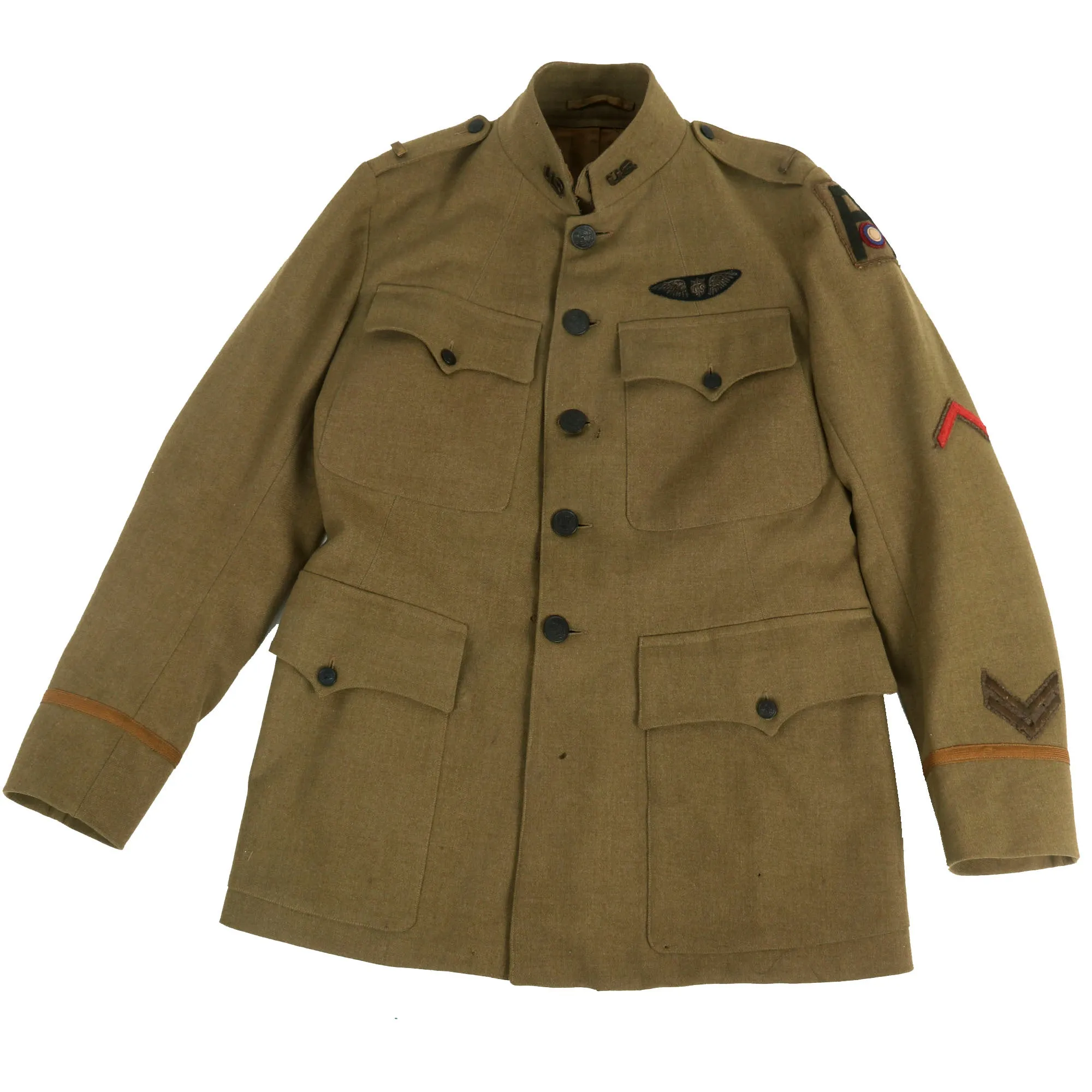 Original U.S. WWI Named 182nd Aero Squadron, 1st Army Air Service, Aviation Section, U.S. Signal Corps Pilot Uniform Grouping With Fur Lined Leather Flight Jacket - 2nd Lt. Enoch Fulton