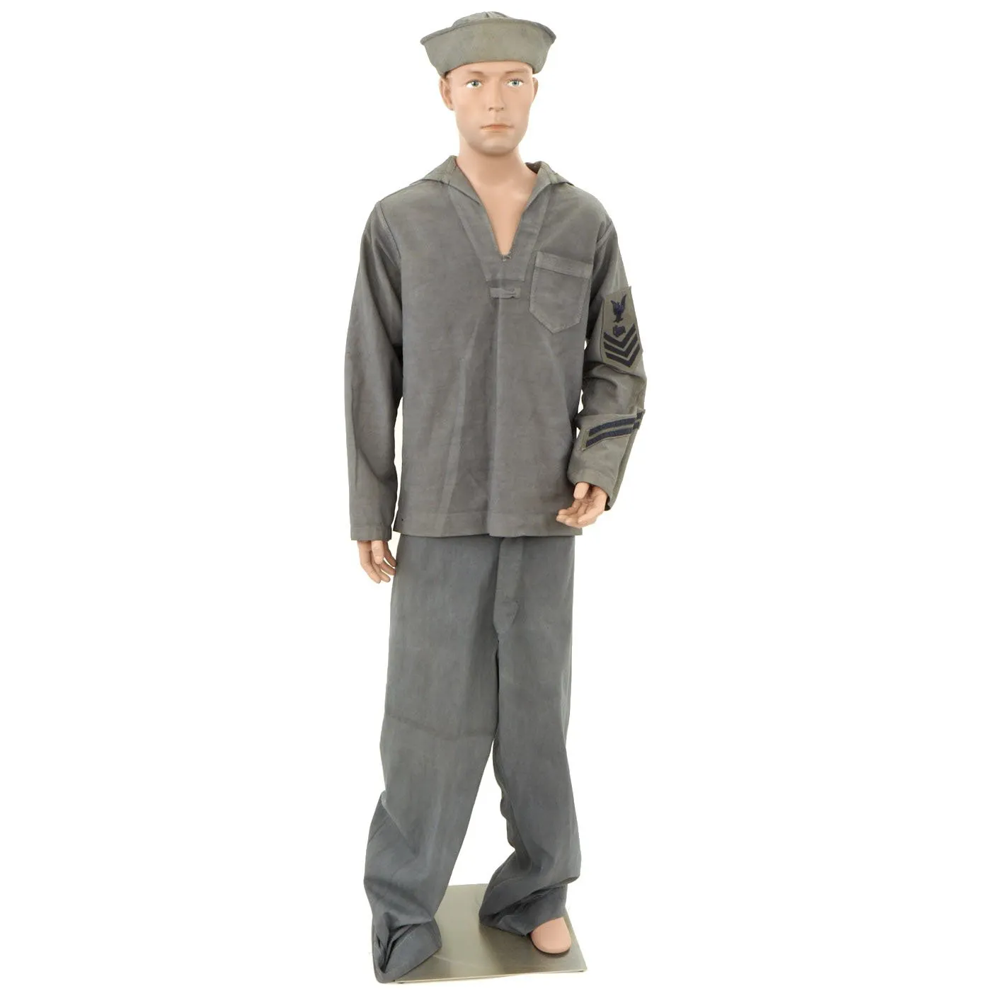 Original U.S. WWII Navy USN Photographer's Mate Slate Grey Cotton Uniform - As Seen in Book