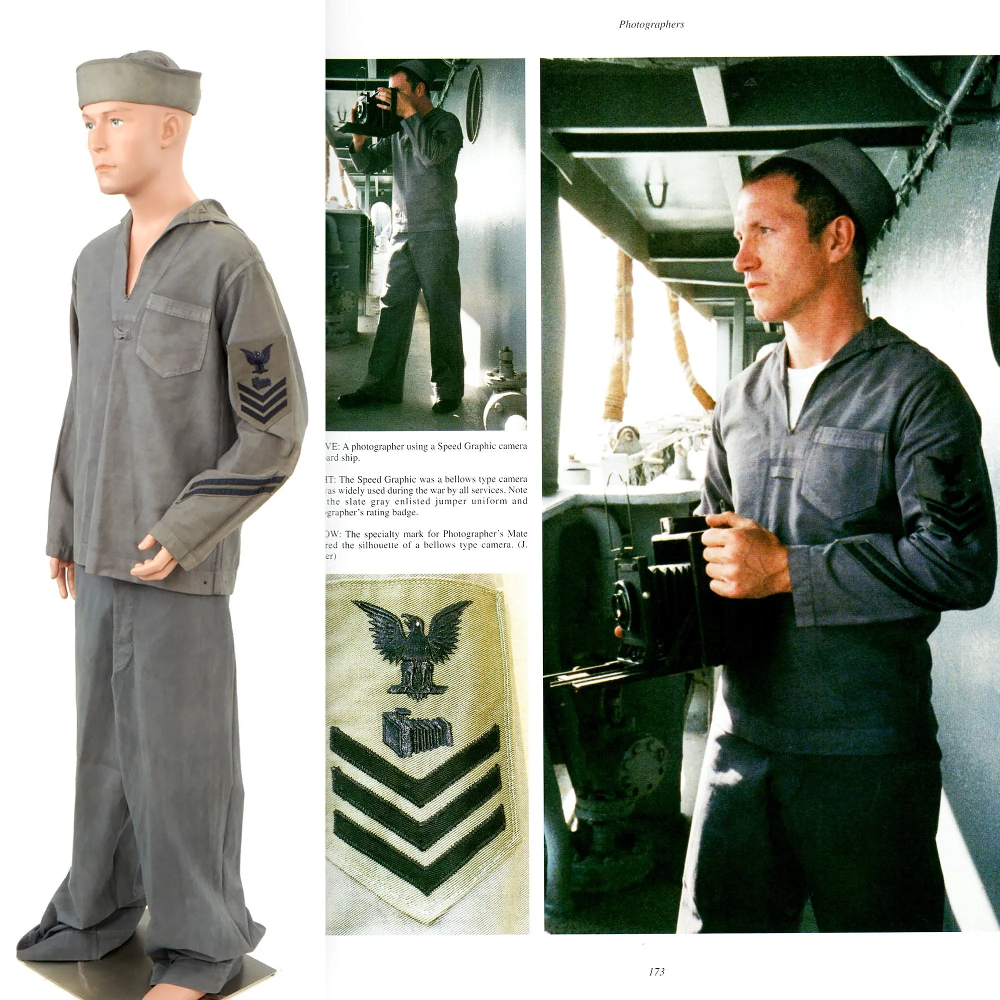 Original U.S. WWII Navy USN Photographer's Mate Slate Grey Cotton Uniform - As Seen in Book