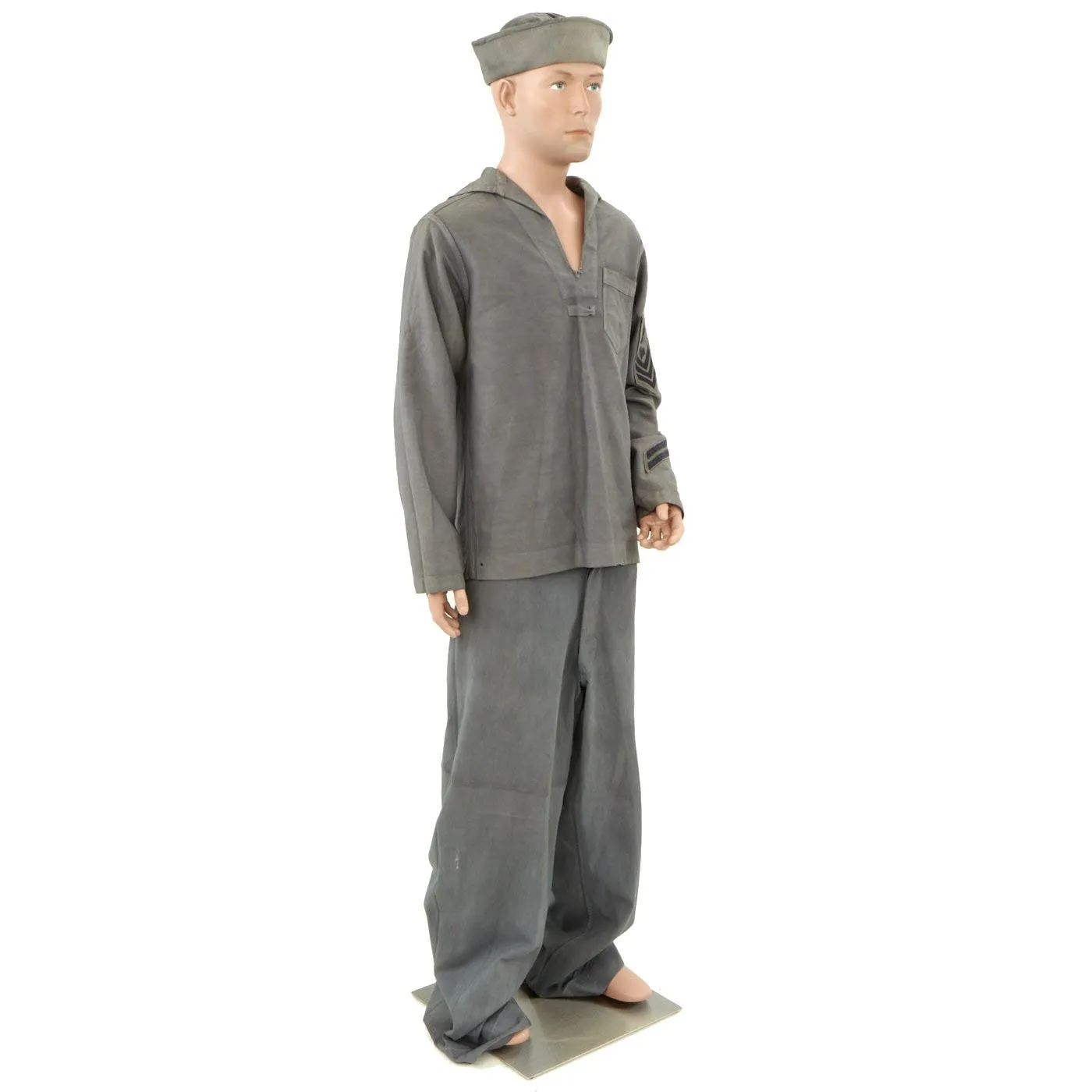 Original U.S. WWII Navy USN Photographer's Mate Slate Grey Cotton Uniform - As Seen in Book