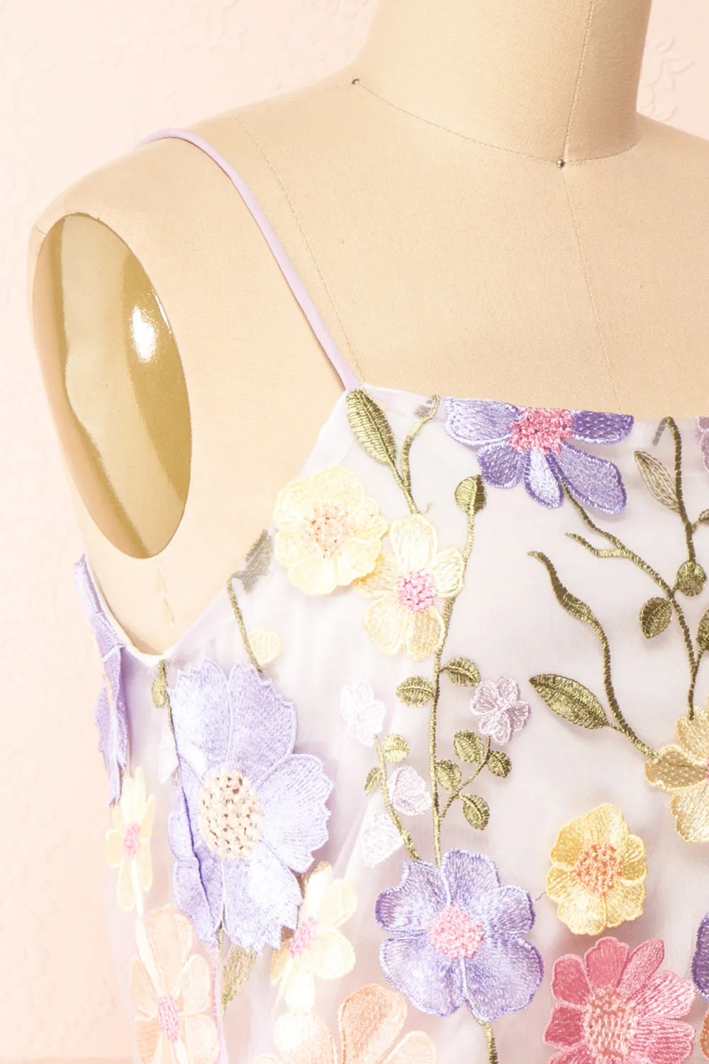 Ovidia | Pastel Floral Short Halter Dress