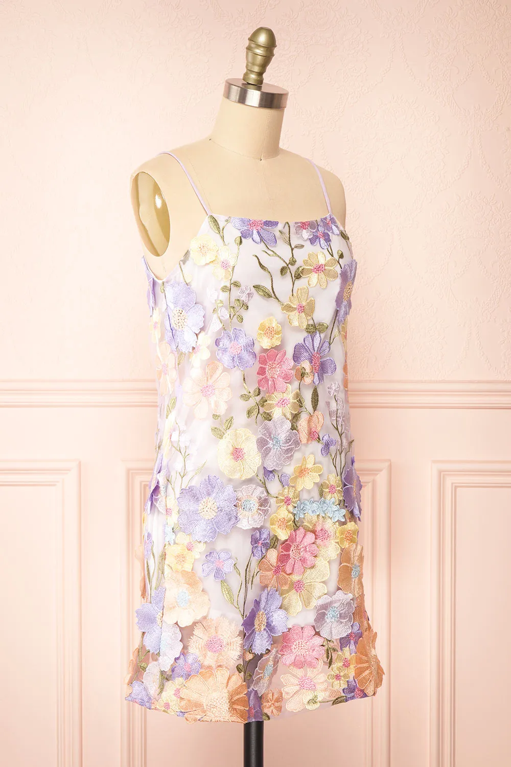 Ovidia | Pastel Floral Short Halter Dress