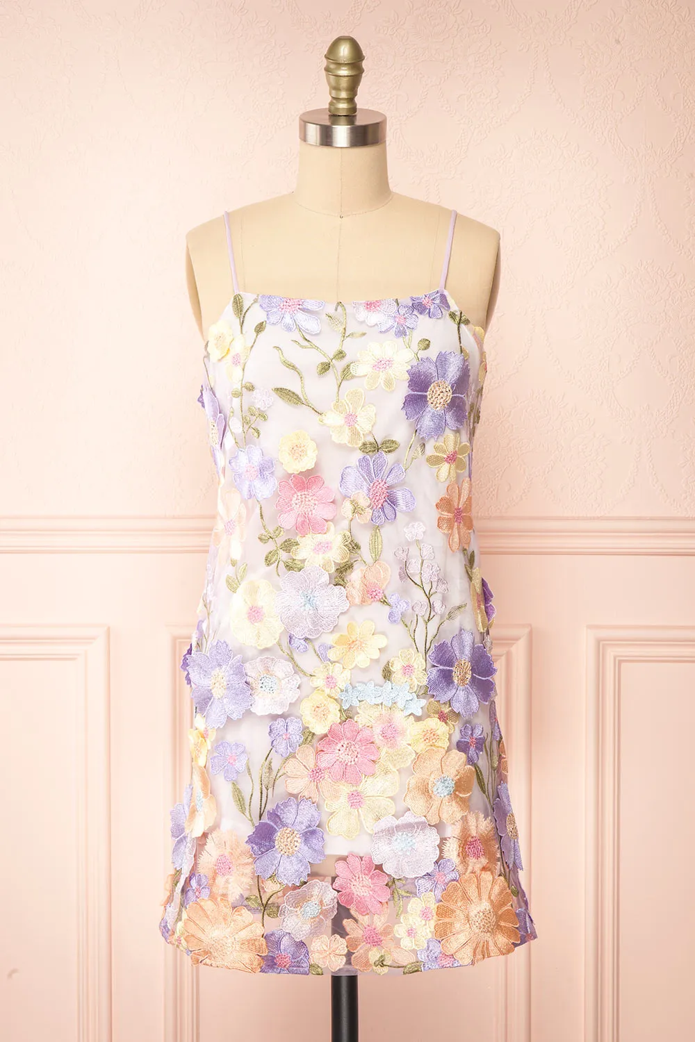 Ovidia | Pastel Floral Short Halter Dress