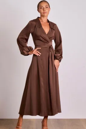 Pasduchas Mara Wrap Midi Dress - Brownie