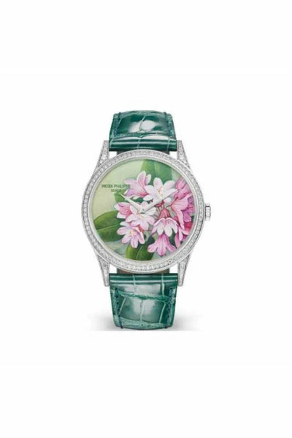 patek philippe rare handcrafts calatrava portraits of flowers ladies watch ref. 5077/100g-035