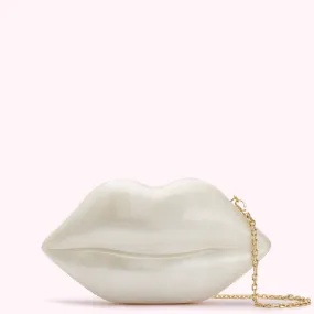 PEARL MEDIUM LIPS CLUTCH BAG