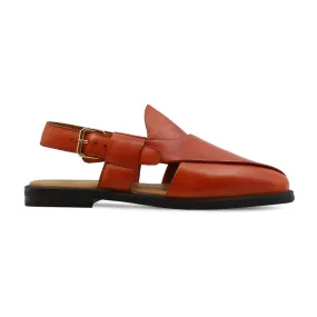 Persog - Men's Papaya Orange Calf Leather Sandal