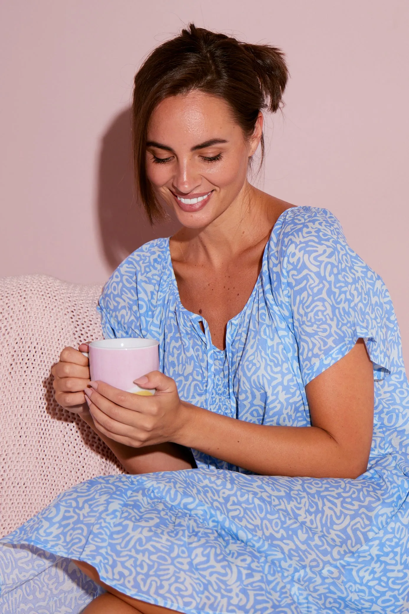 Peyton Cotton Nightie - Blue Print